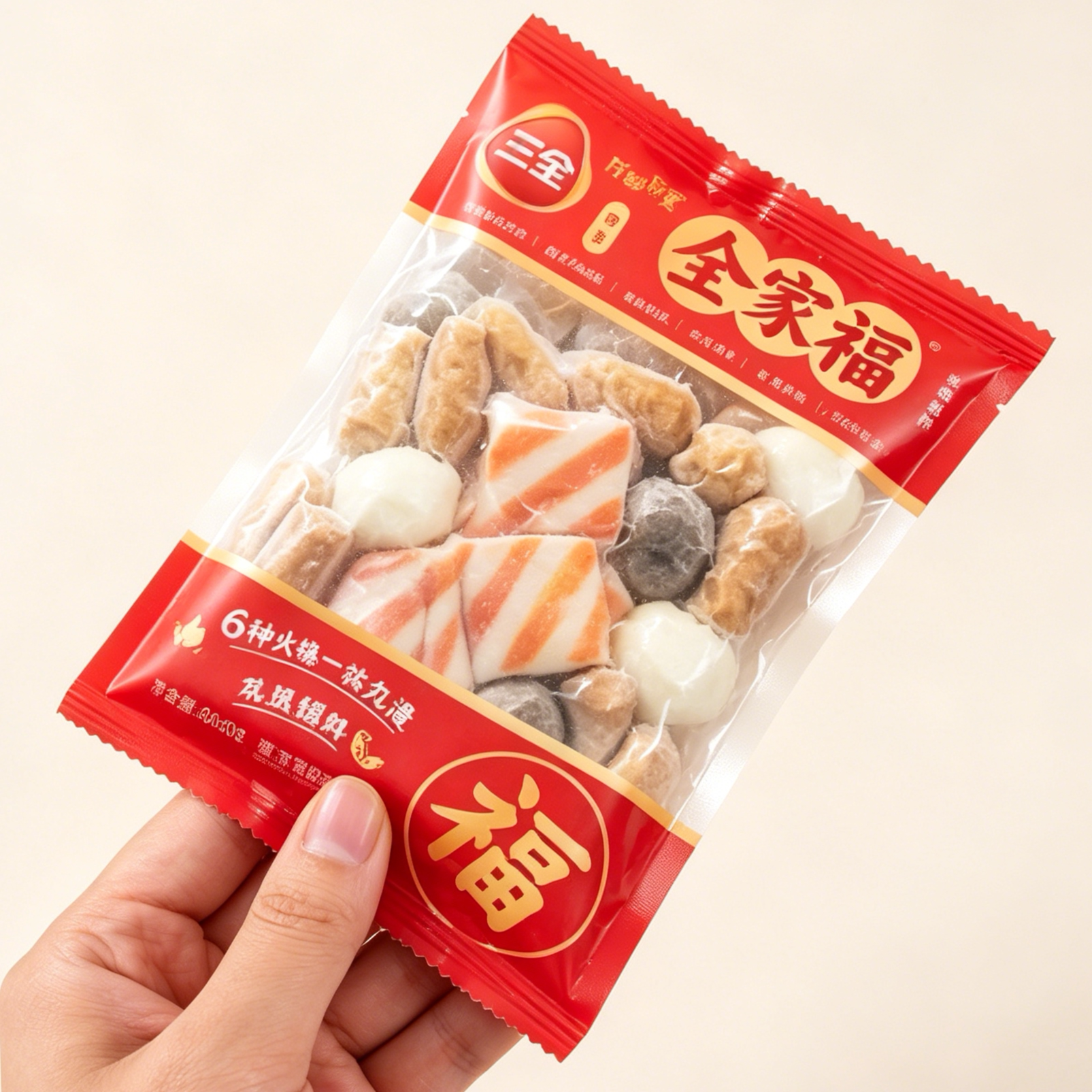 三全全家福火锅丸子真空锁鲜装牛肉丸麻辣烫火锅食材速食半成品