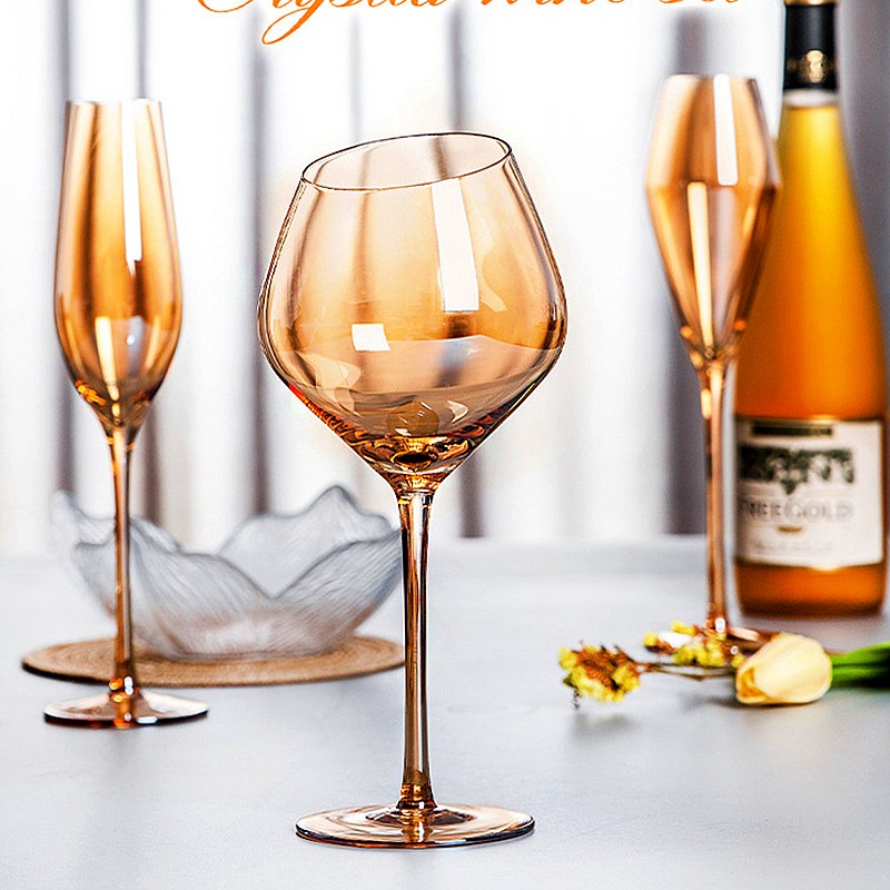 金色红酒杯家用醒酒器欧式大号小玻璃水晶杯葡萄酒高脚杯创意酒具-封面