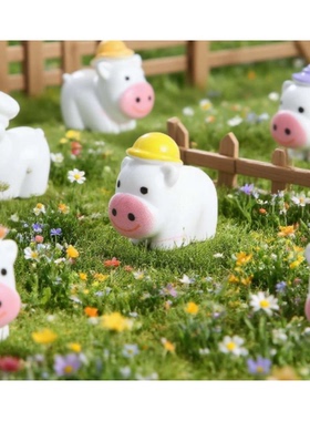 DIY树脂饰品配件可爱呆萌实色职业小奶牛 小动物自制卡通奶牛挂件