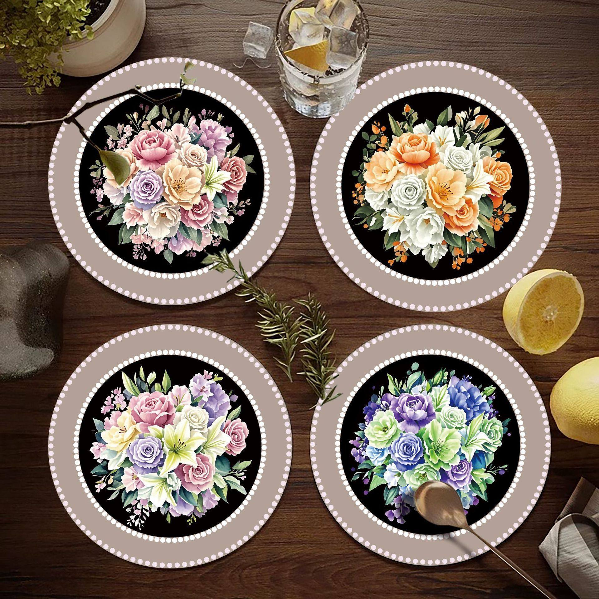 硅胶隔热垫耐高温复古花硅藻泥茶杯垫隔热垫圆形杯子防烫垫沥水垫,居家布艺,餐垫,淘宝优惠券,粉丝福利购,淘宝优惠卷