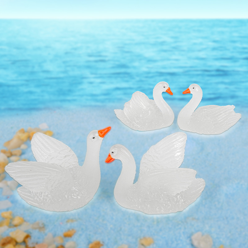 夜光天鹅微景观小摆件创意水池鱼缸装饰品盆景桌面摆件