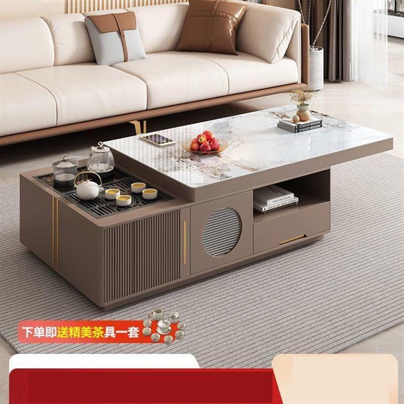 岩板客厅功夫茶几茶台泡茶一体式沙发升降多功能家用小户型电视柜