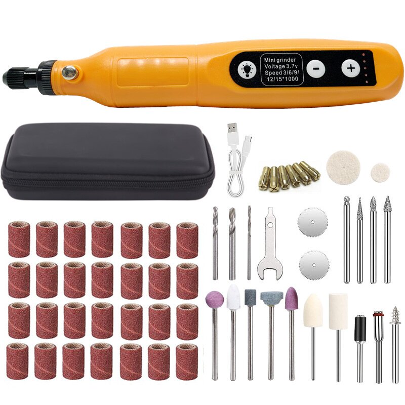 跨境USB充电5档调速微型电钻迷你电磨208除胶机打孔抛光磨甲58PC