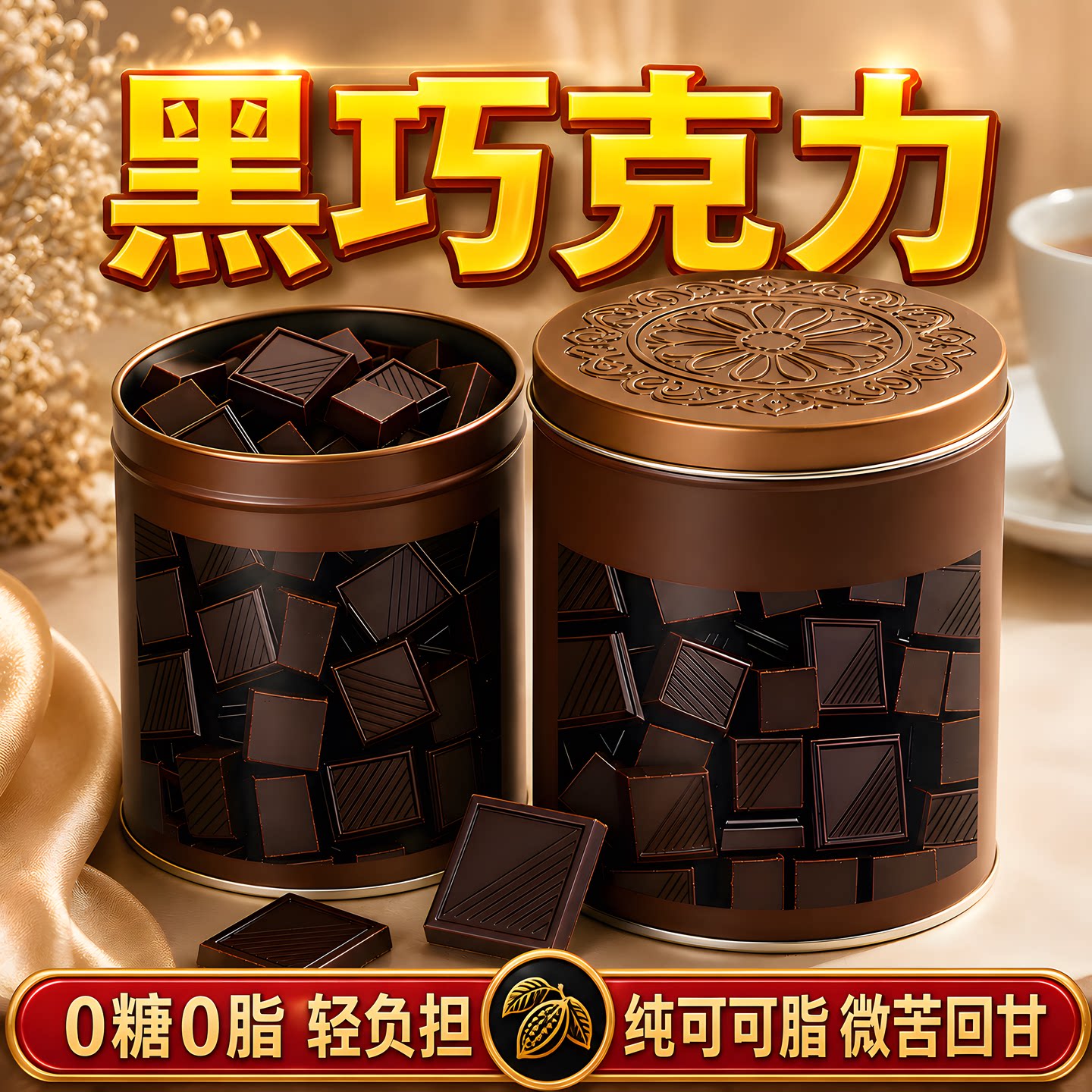 100%纯可可脂0糖黑巧克力图片