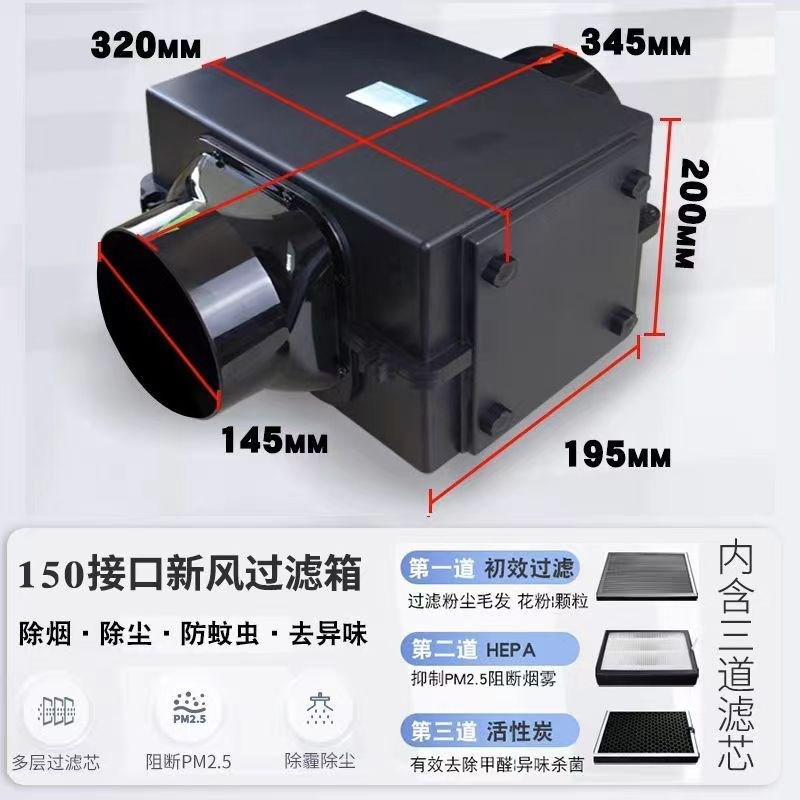 新风系统管道初效前置空气过滤器净化箱活性炭滤网除雾霾甲醛