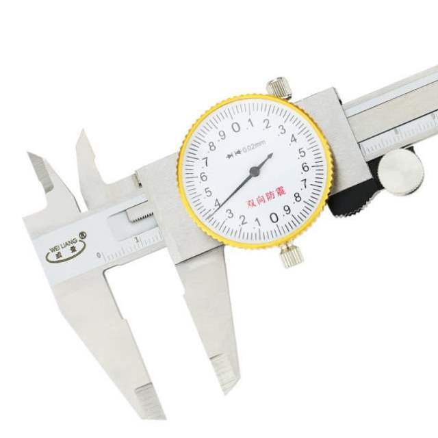威量高精度不锈钢带表卡尺0-150200300MM碳钢表盘式游标数显