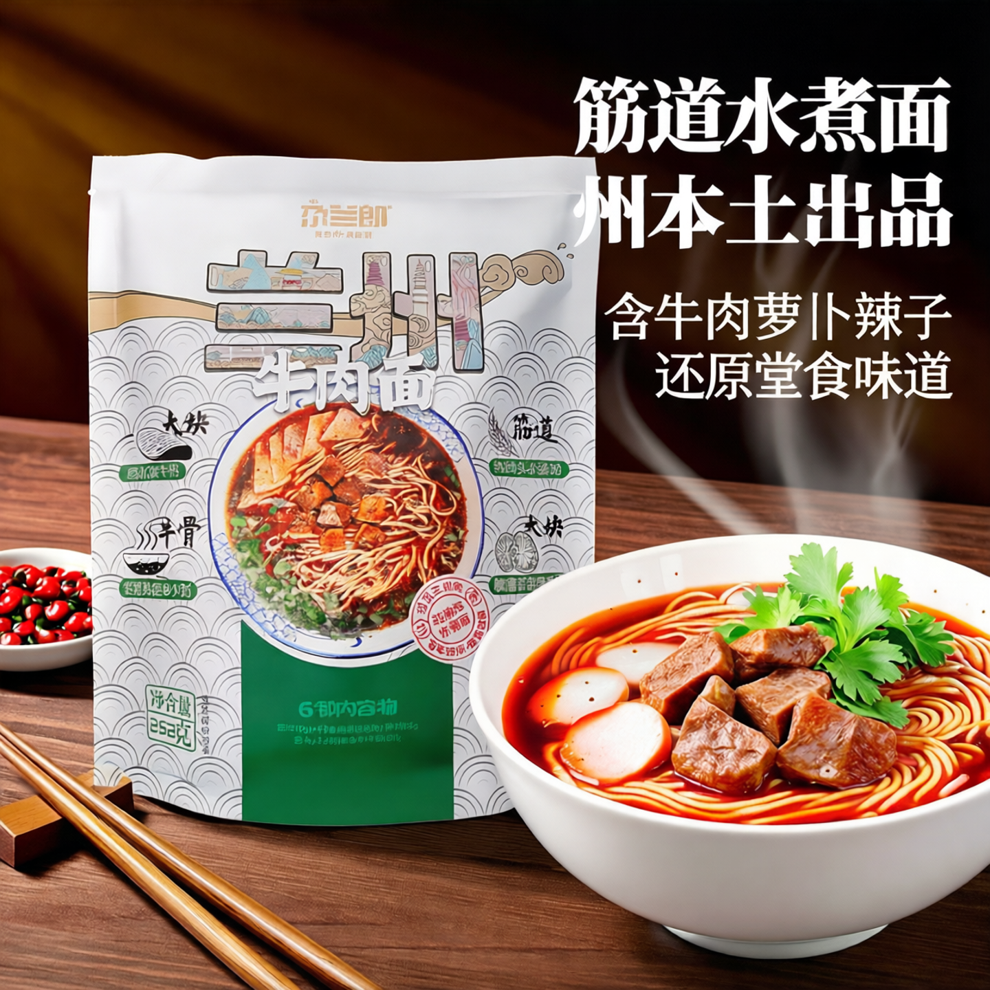尕兰郎兰州牛肉面正宗兰州拉面方便面 特产汤料特色速食袋装食品