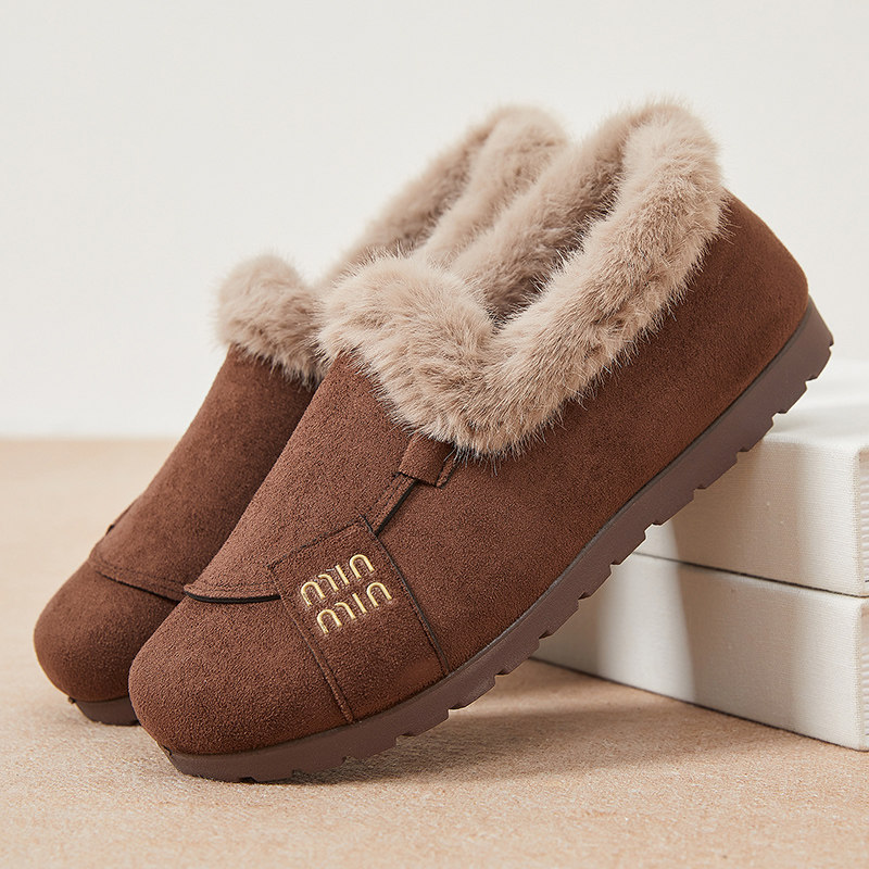 2025冬季新款女士一脚蹬豆豆鞋加绒加厚棉靴防滑保暖软底妈妈棉鞋,女鞋,棉鞋,淘宝优惠券,粉丝福利购,淘宝优惠卷