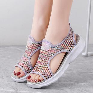 中老年厚底防滑老人奶奶鞋 新款 软底舒适中年女鞋 妈妈凉鞋 夏季