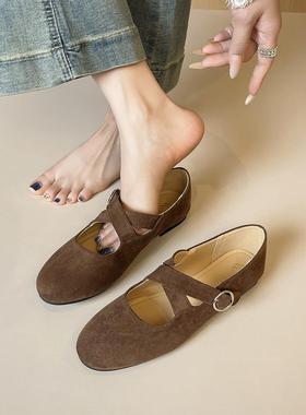 9577-1法式交叉扣带玛丽珍鞋女2025新款芭蕾风平底单鞋