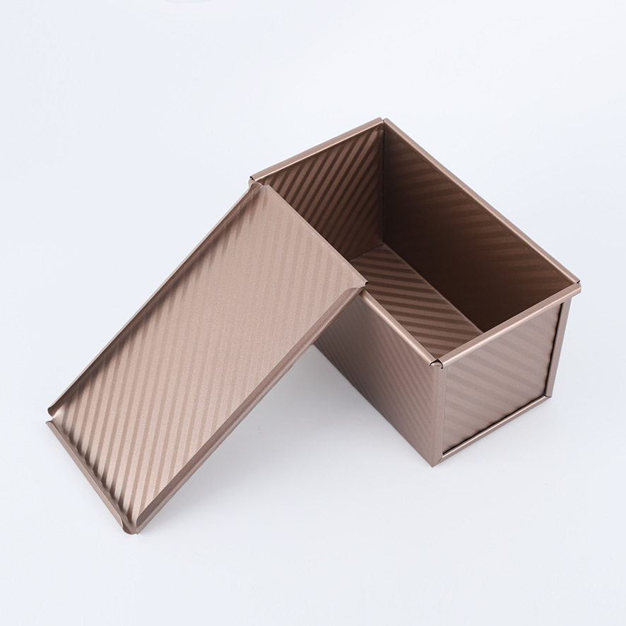 长方形金色波纹带盖吐司盒450g面包土司模不沾烘焙蛋糕模