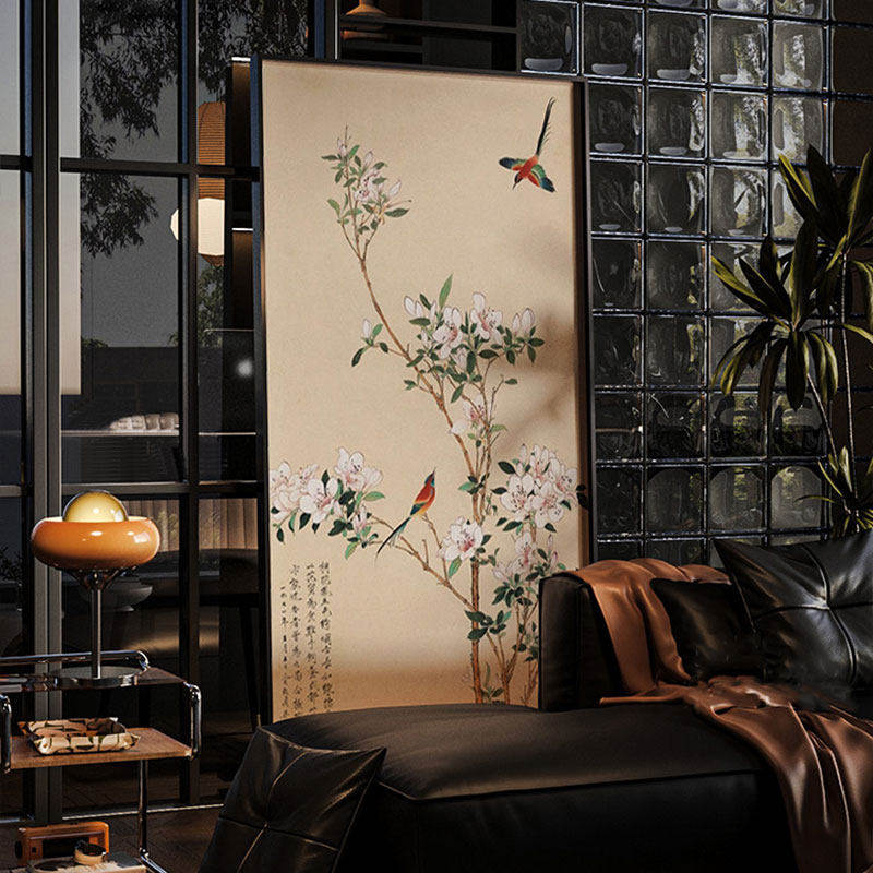 入户玄关迎门墙装饰画宋代美学挂画客餐厅沙发后轻法式奶油风复古