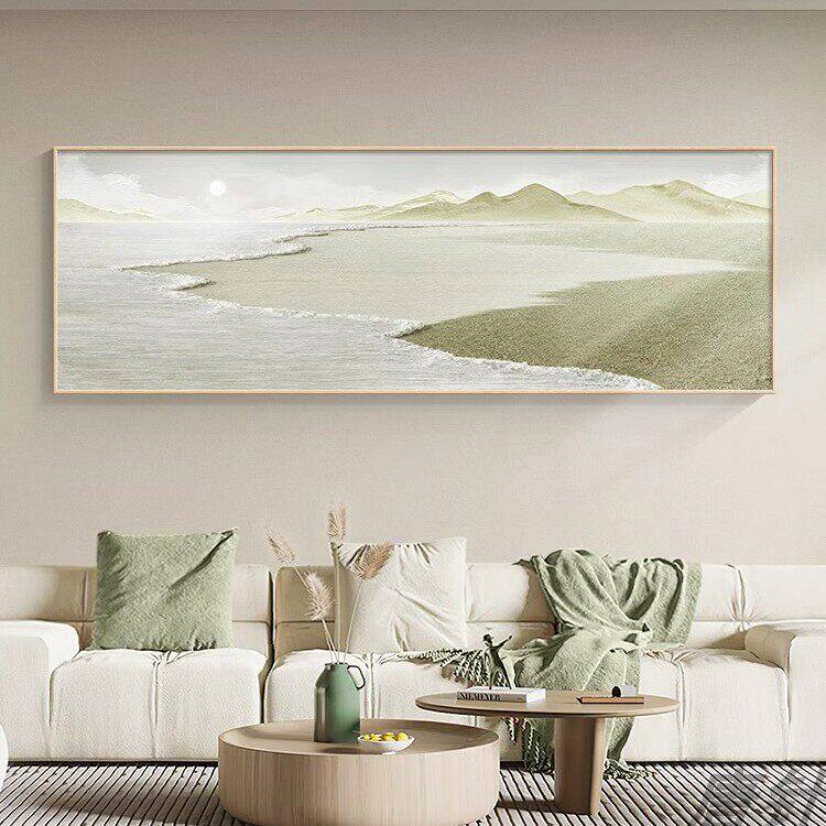 简约奶油客厅装饰画抽象海浪肌理画沙发背景墙挂画侘寂风卧室壁画