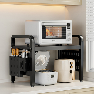 厨房微波炉置物架可伸缩烤箱架子多功能台面电饭煲电器双层收纳架