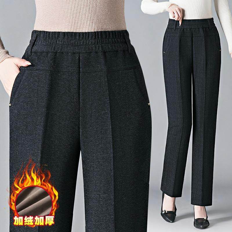 羊毛呢妈妈裤子女秋冬新款时尚高腰显瘦直筒裤中老年妈妈休闲裤子,女装/女士精品,休闲裤,淘宝优惠券,粉丝福利购,淘宝优惠卷