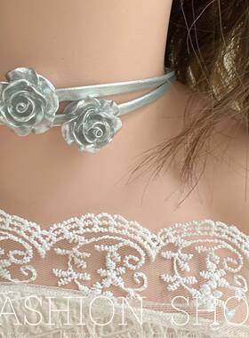 银色玫瑰花锁骨链小众冷淡风choker甜酷辣妹项链2026年新款颈链女