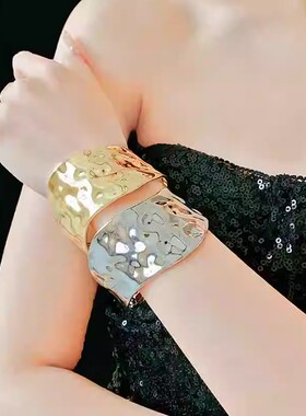 欧美个性金属不规则开口手镯气质夸张冷淡风手环轻奢高级感手饰女