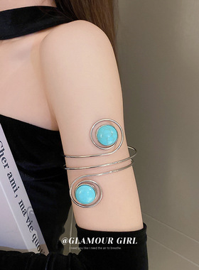 欧美金属部落民族风松石臂环手镯小众创意配饰冷淡风个性设计手饰