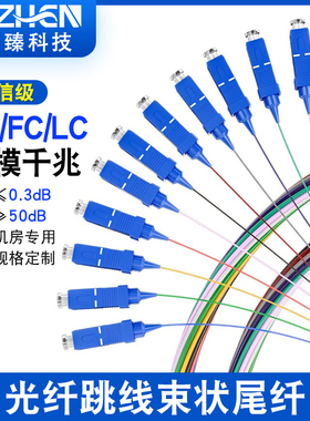 电信级sc12芯束状多模尾纤光纤跳线SC/FC/LC单模千兆fc1.5米