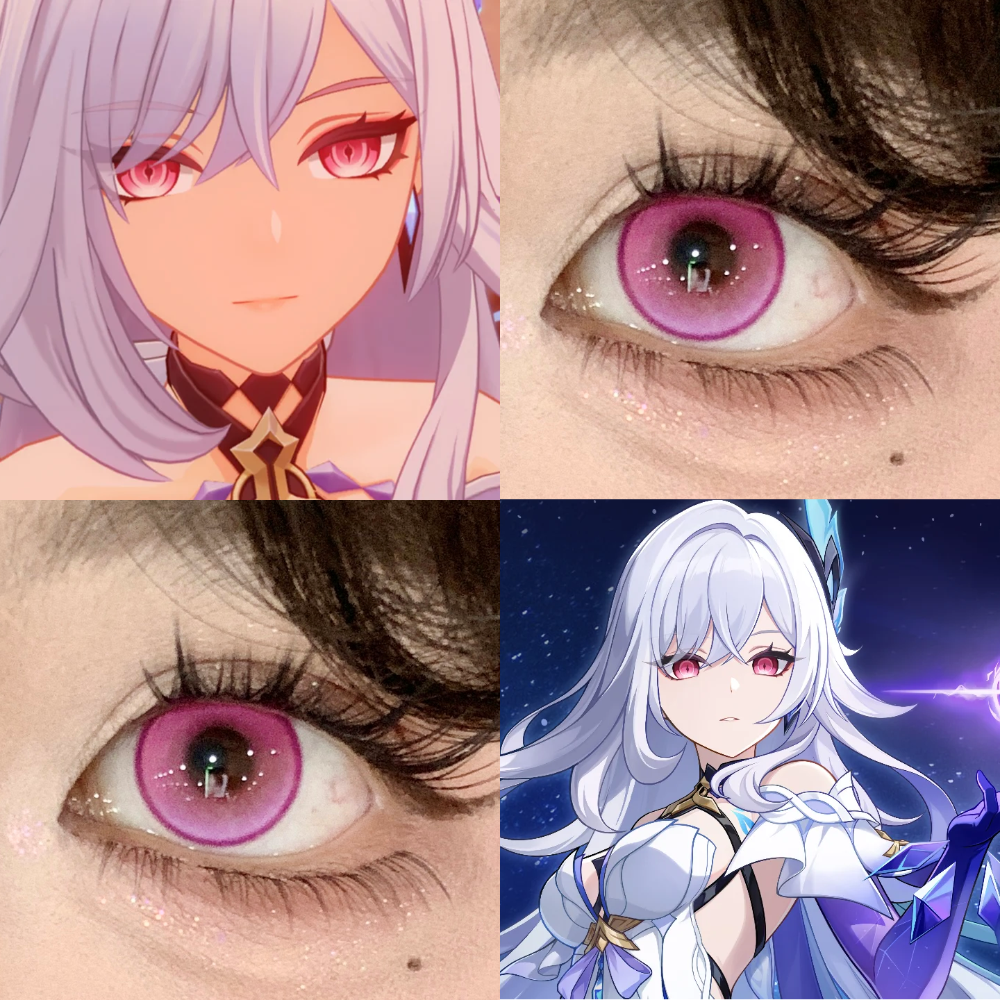 丝柯克cos美瞳日抛原神极光紫粉色星云雪域玫粉踏雪寻梅正品航cn