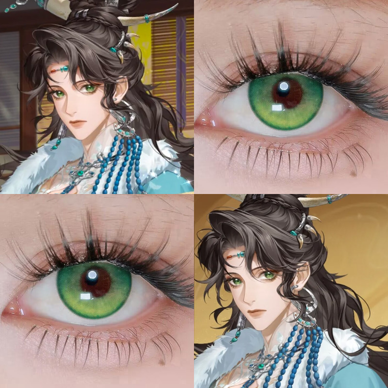 刘豹cos美瞳代号鸢风灵珠森野精光织绿仙人掌正品显色黄绿渐变cn