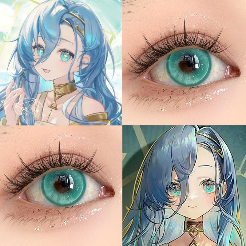 37cos美瞳青色日抛重返未来1999水水森绿天水碧妲己美乐蒂显色cn