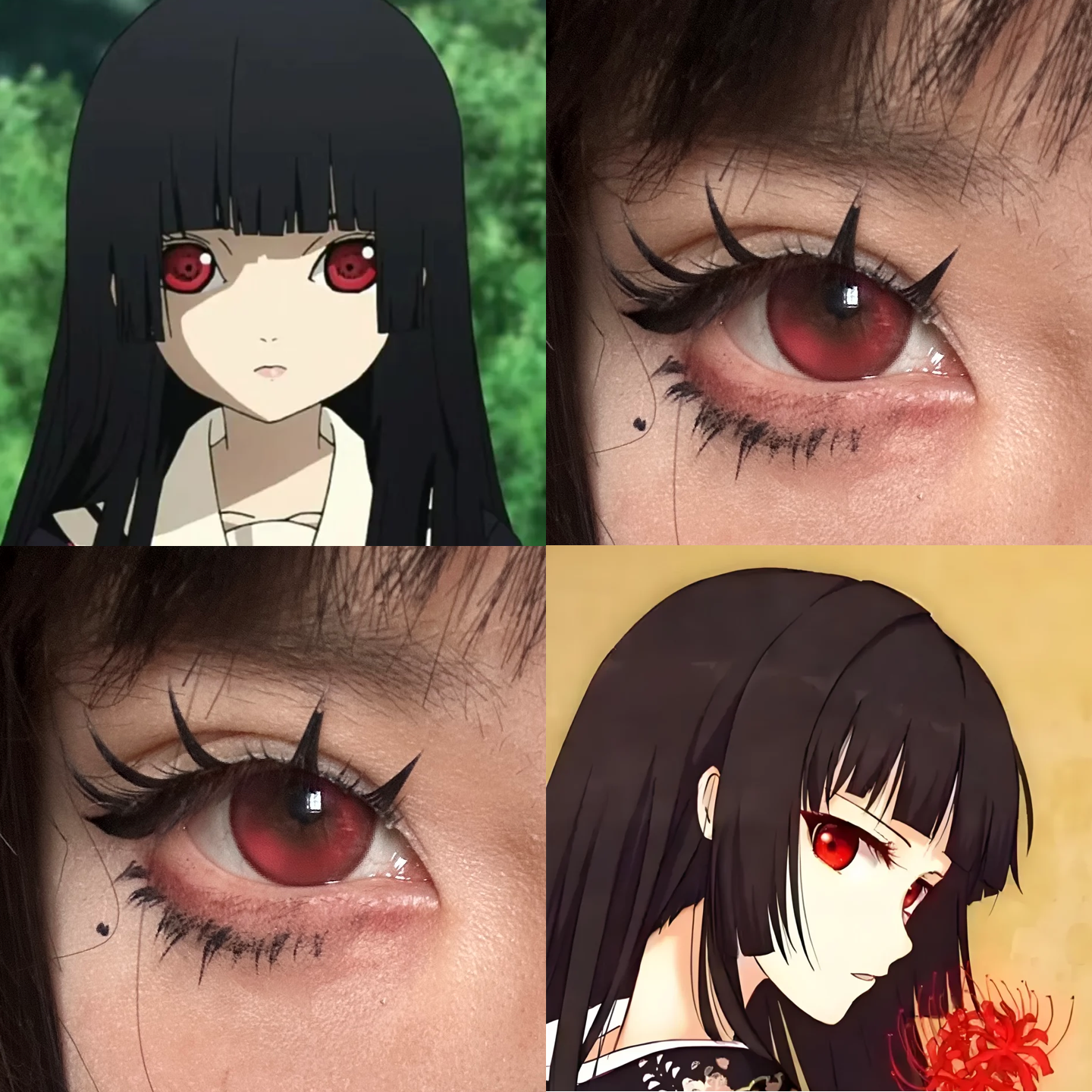 阎魔爱cos美瞳日抛地狱少女血色蔷薇红色珊瑚赤红莲官方正品航cn