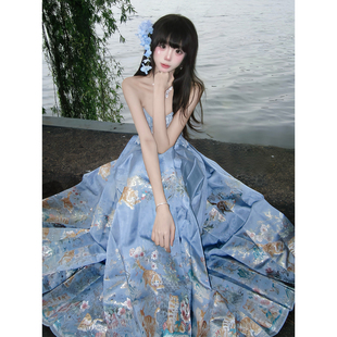 京云染新品 原创半身裙马面裙仿妆花织锦缎双经轴工艺 先生与猫