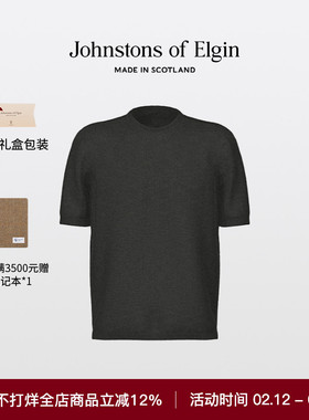 Johnstons of Elgin 三股超细精纺羊绒短袖衫圆领短袖毛衣男装