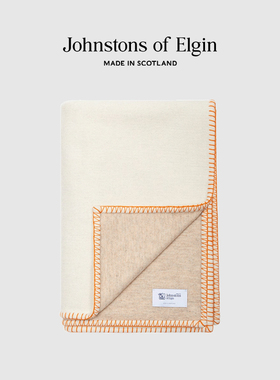 Johnstons of Elgin暖橘双面羊绒羊毛混纺家居毯日常 礼物礼盒