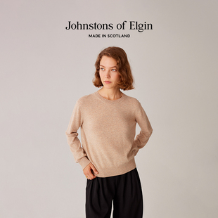 Elgin女士经典 限时85折 圆领短款 无缝羊绒毛衣 Johnstons