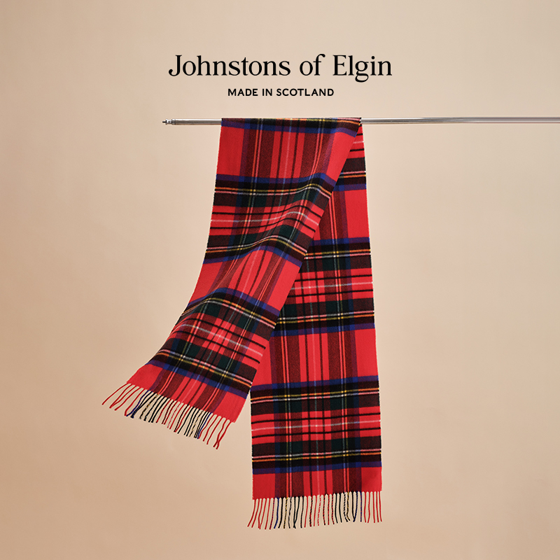【免费定制】Johnstons of Elgin 英伦格纹纯羊绒围巾男女礼盒