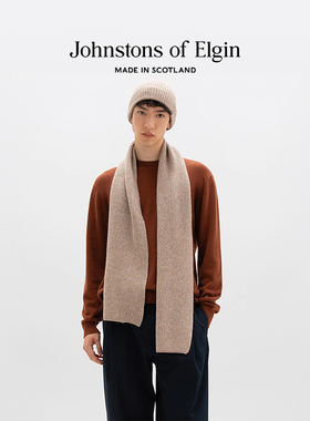 Johnstons of Elgin秋冬经典款羊绒棱纹针织围巾无流苏 高级定制