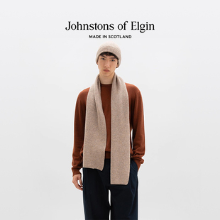 Johnstons of Elgin秋冬经典款羊绒棱纹针织围巾无流苏 高级定制