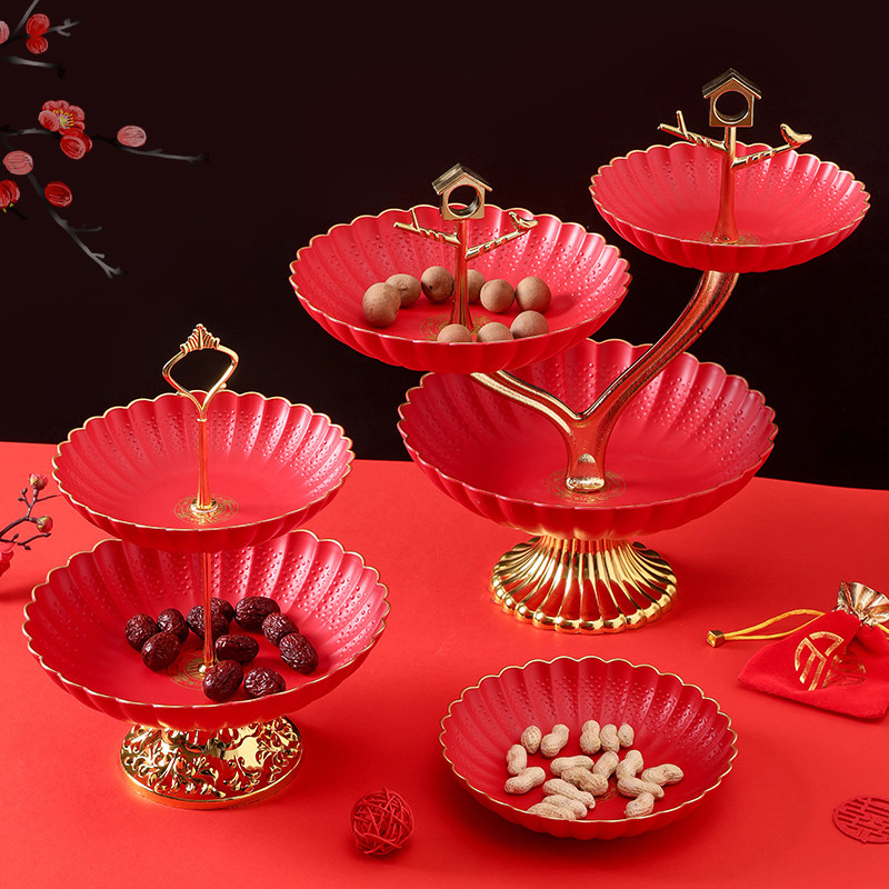 结婚果盘红色糖果盆喜庆喜盘乔迁新居新家装饰布置开业干果零食盘,餐饮具,果盆/果盘/果篮,淘宝优惠券,粉丝福利购,淘宝优惠卷