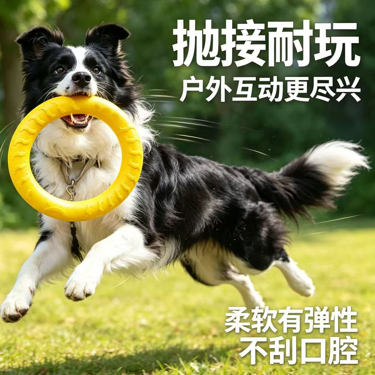 现货EVA浮水宠物玩具耐咬训犬球马犬拉环狗狗飞盘拉布拉多带绳球