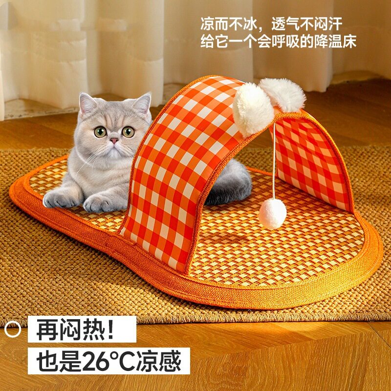 拖鞋狗窝凉席猫垫子藤席猫窝夏天降温宠物冰垫凉垫狗狗睡垫猫咪用