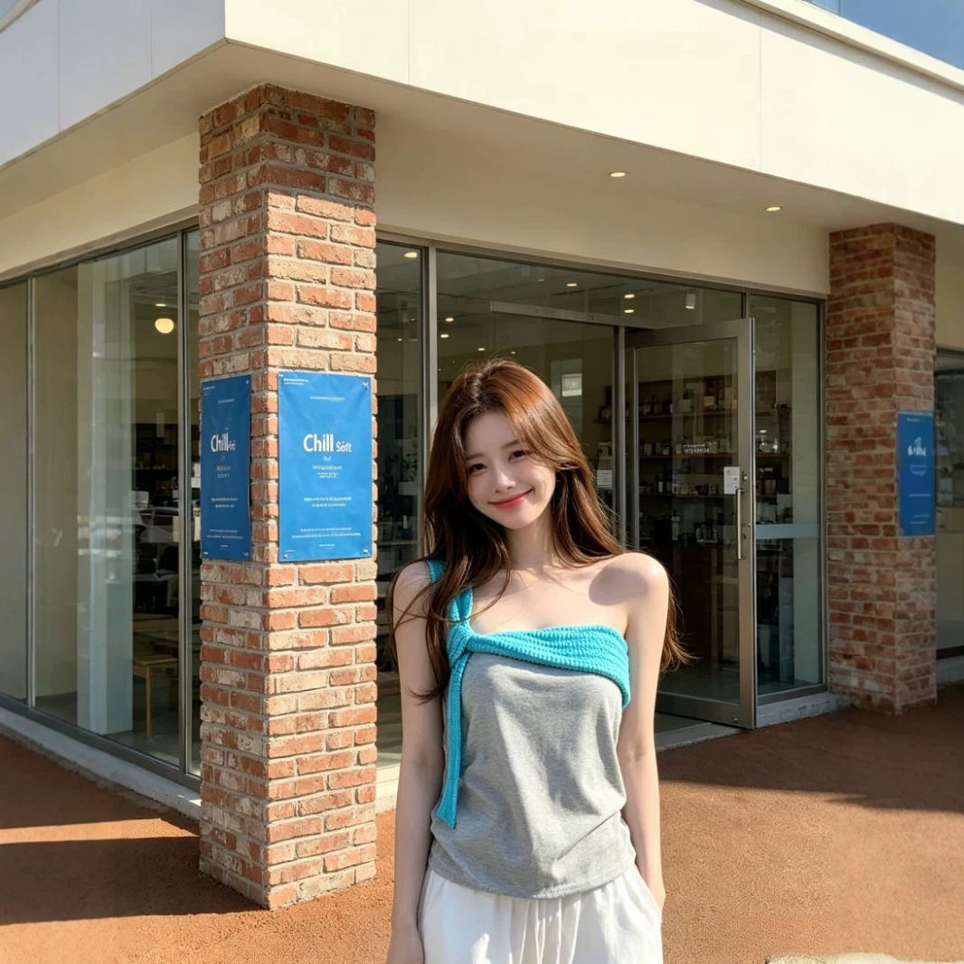 Suuicee 糖果挞 扭结钩花单吊带”100棉 撞色设计宽松吊带上衣