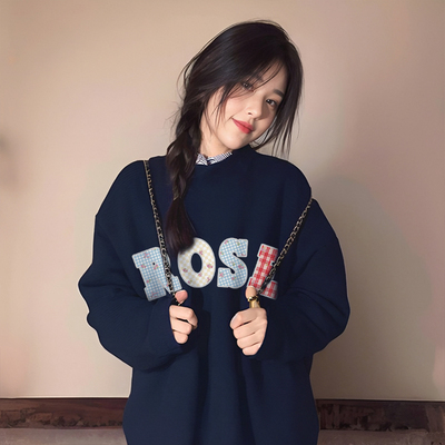 圆领卫衣女春秋薄款无帽2