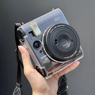 适用拍立得保护套富士mini99保护壳给富士instax相机自拍镜专用透明水晶壳防刮防磕碰收纳包含背带绳斜背挂脖
