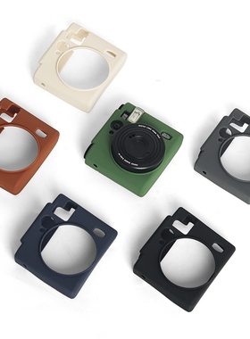 适用富士拍立得mini99硅胶保护壳一次成像拍立得lMINI99相机皮革纹理保护套全包防摔软壳相机包肩带单肩斜挎