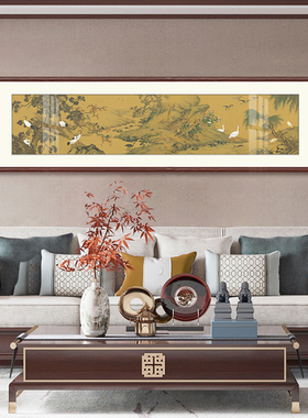 沈铨百鸟朝凤图客厅装饰画横幅实木中式国画名画沙发背景墙挂画