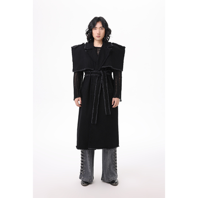 OWNBOOZE棉牛仔中长大阔肩风衣