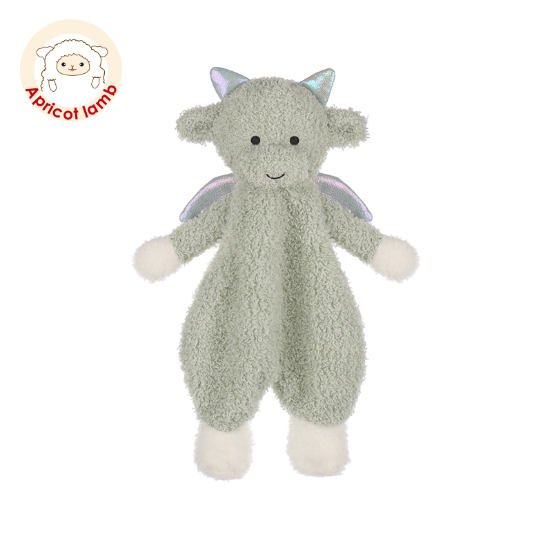 Apricot Lamb绿色人形小龙安抚巾婴儿可入口宝宝睡眠安抚毛绒玩具