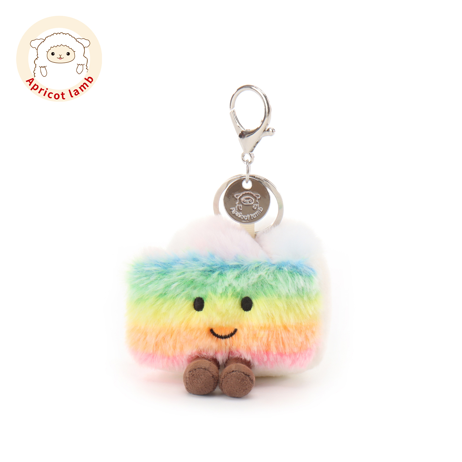 瑞可羊彩虹蛋糕钥匙扣毛绒玩具