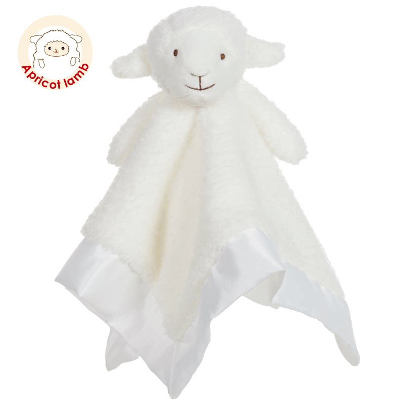 Apricot Lamb白色小羊安抚巾婴儿可入口宝宝睡眠安抚公仔毛绒玩