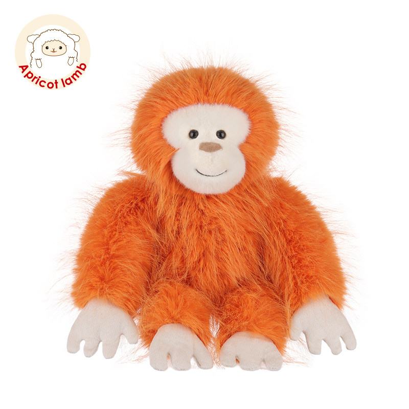 apricot lamb橘色狂野黑猩猩公仔可爱玩偶婴幼儿安抚玩偶毛绒玩具