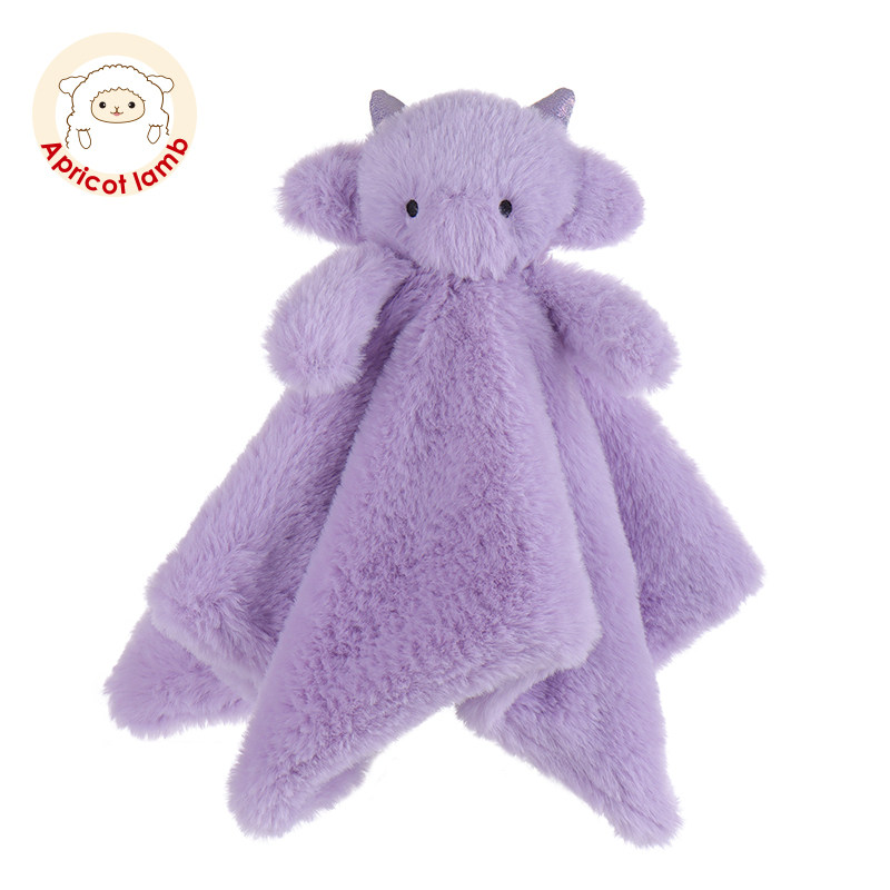 Apricot Lamb小龙紫色安抚巾婴儿可入口宝宝安抚公仔玩偶毛绒玩具