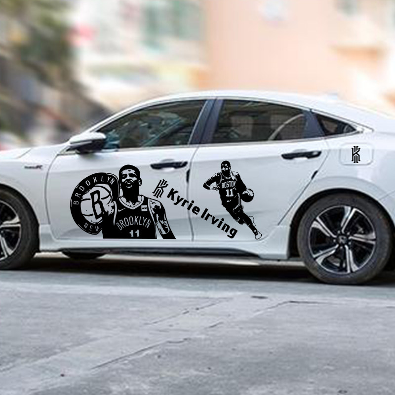 nba凯里欧文车贴 汽车改装篮球元素车身两侧拉花后窗人物logo反光