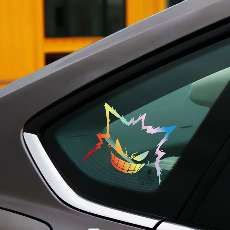 镂空车贴精灵宝可梦耿鬼可爱暴走表情室内外玻璃防水反光电动车贴